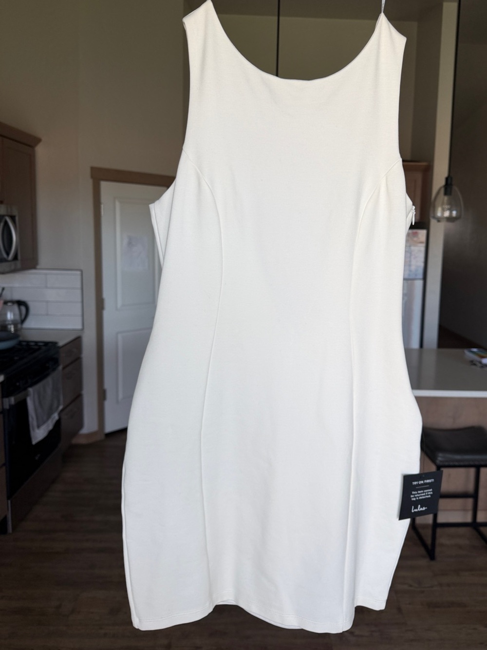 Lulu's ivory Cream Scoop-Neck Low Back Mini Dress